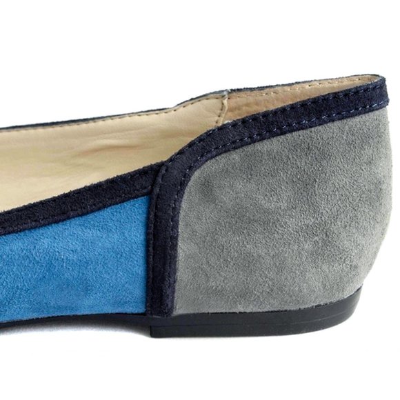 ANNE KLEIN Blue & Gray Colorblock Suede Buckle Flats NIB Size 6 - Picture 6 of 7